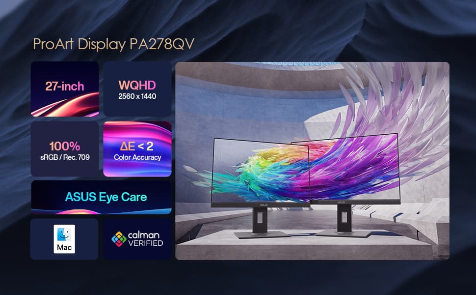 ASUS ProArt Display PA278QV 27-inch QHD Professional Monitor صورة رقم 1